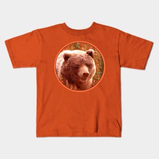 Grizzly Bear Cub in Fireweed Kids T-Shirt